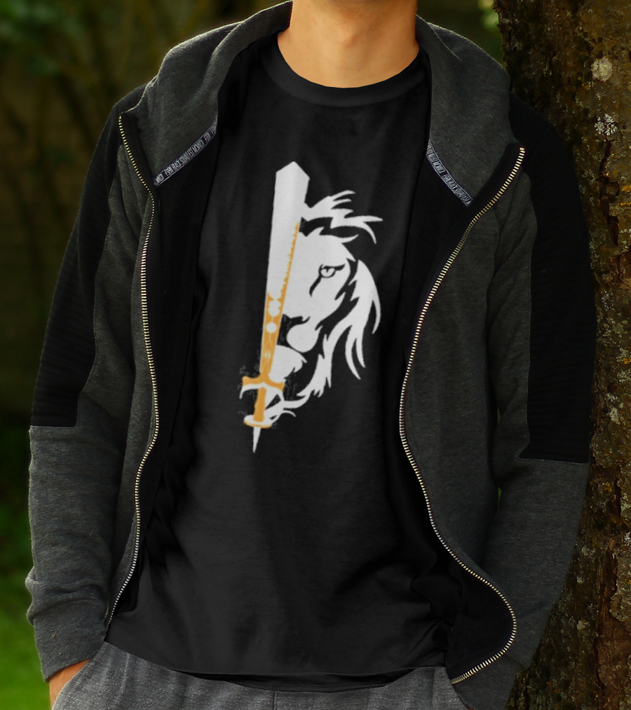 Real Sikh Lion And Sword Blackout Gold T-Shirt
