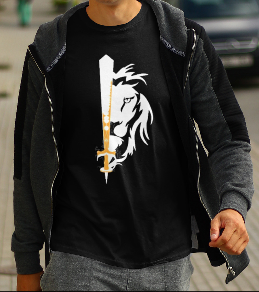 Real Sikh Lion And Sword Blackout Gold T-Shirt