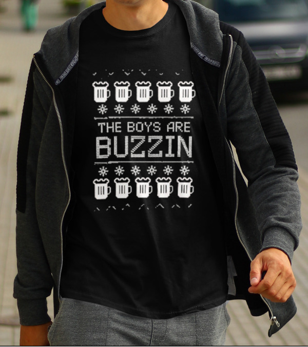 The Boys Are Buzzin Beer Mugs Christmas Snowflakes T-Shirt
