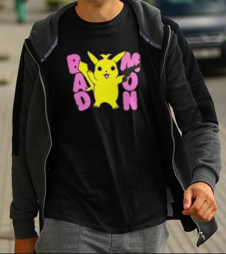 Bad Mon Pikachu With Pink Bold Letters T-Shirt