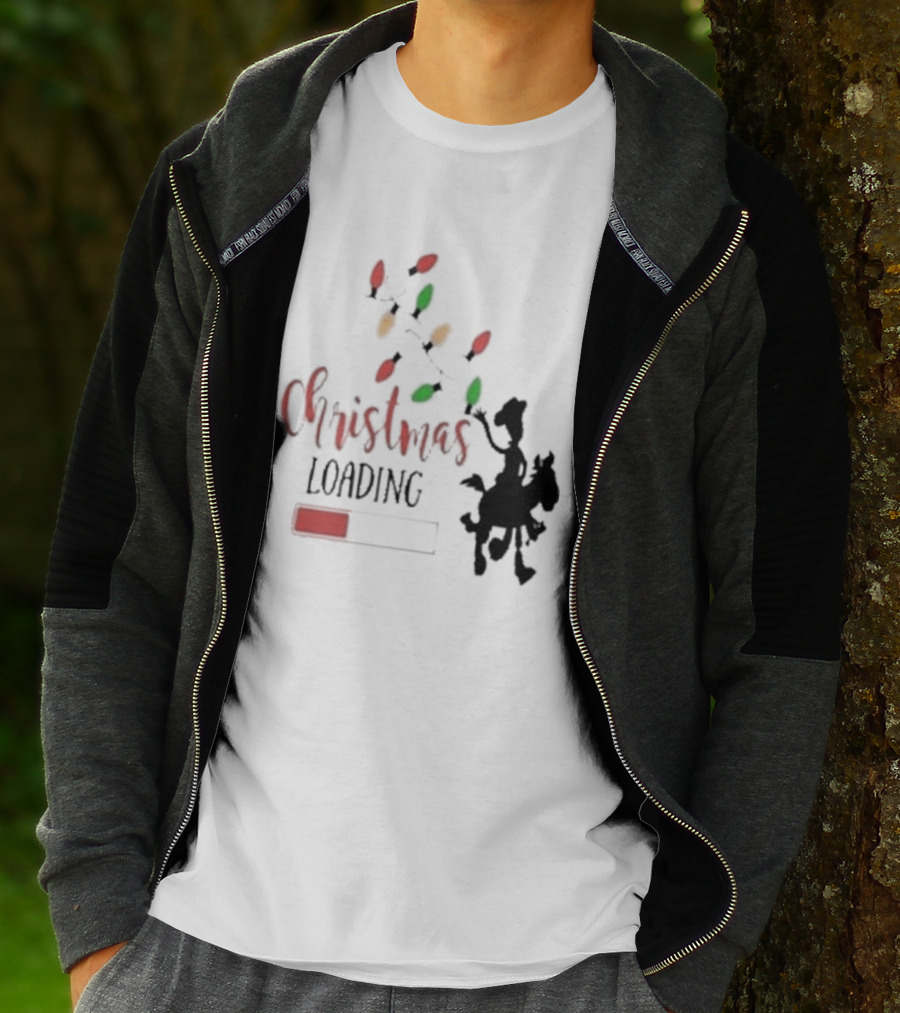 Christmas Loading Cowboy Silhouette With Festive Lights T-Shirt
