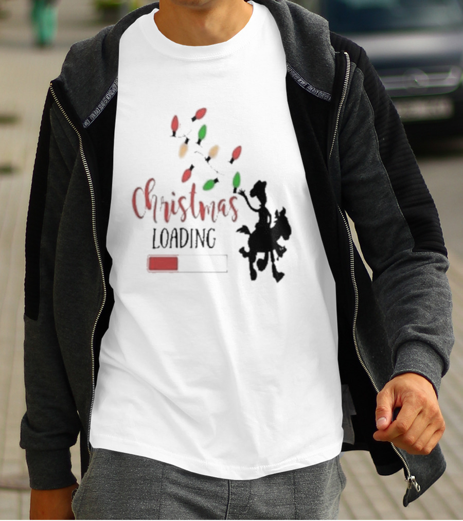 Christmas Loading Cowboy Silhouette With Festive Lights T-Shirt