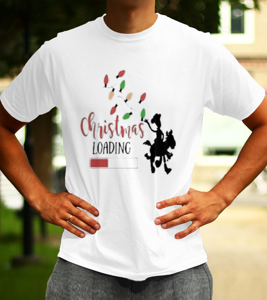 Christmas Loading Cowboy Silhouette With Festive Lights T-Shirt