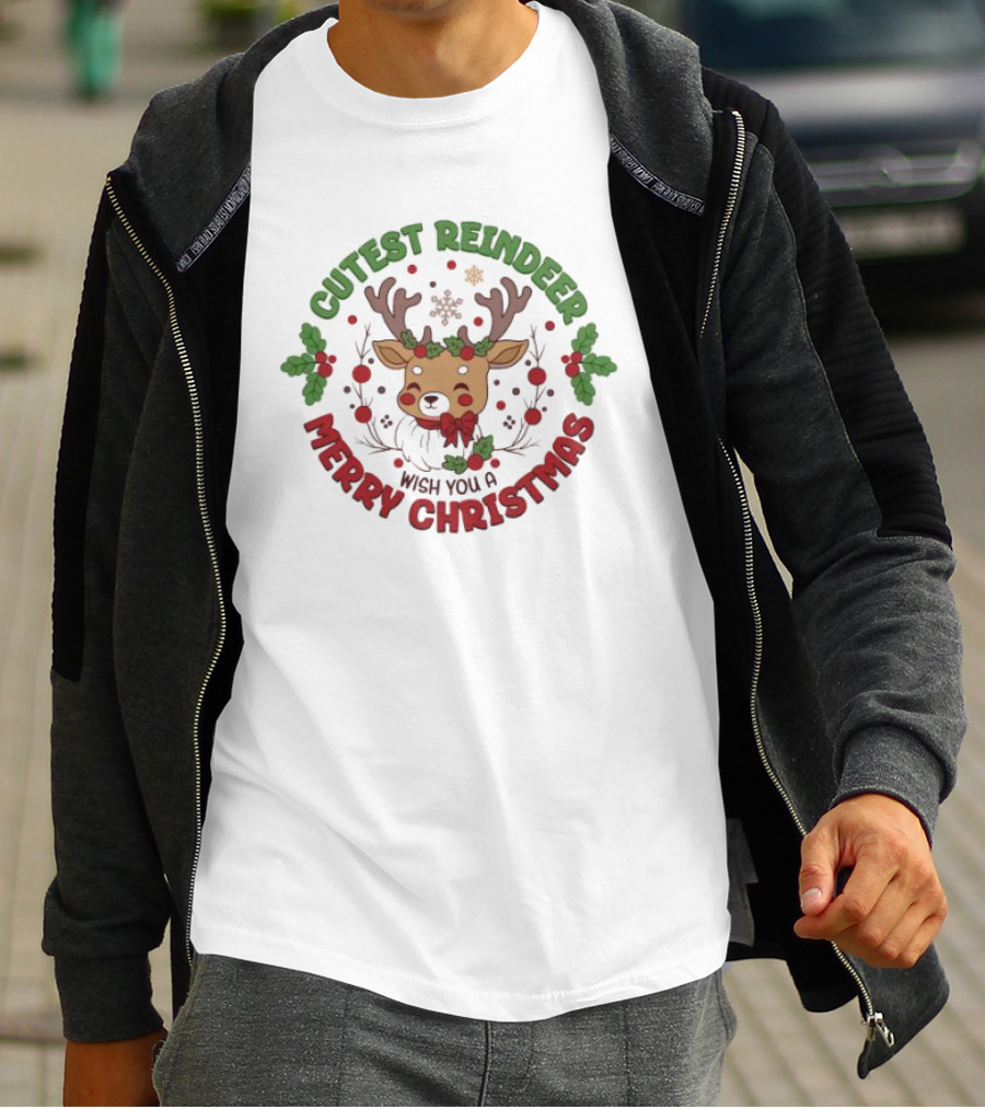 Cutest Reindeer Merry Christmas Wish You A T-Shirt