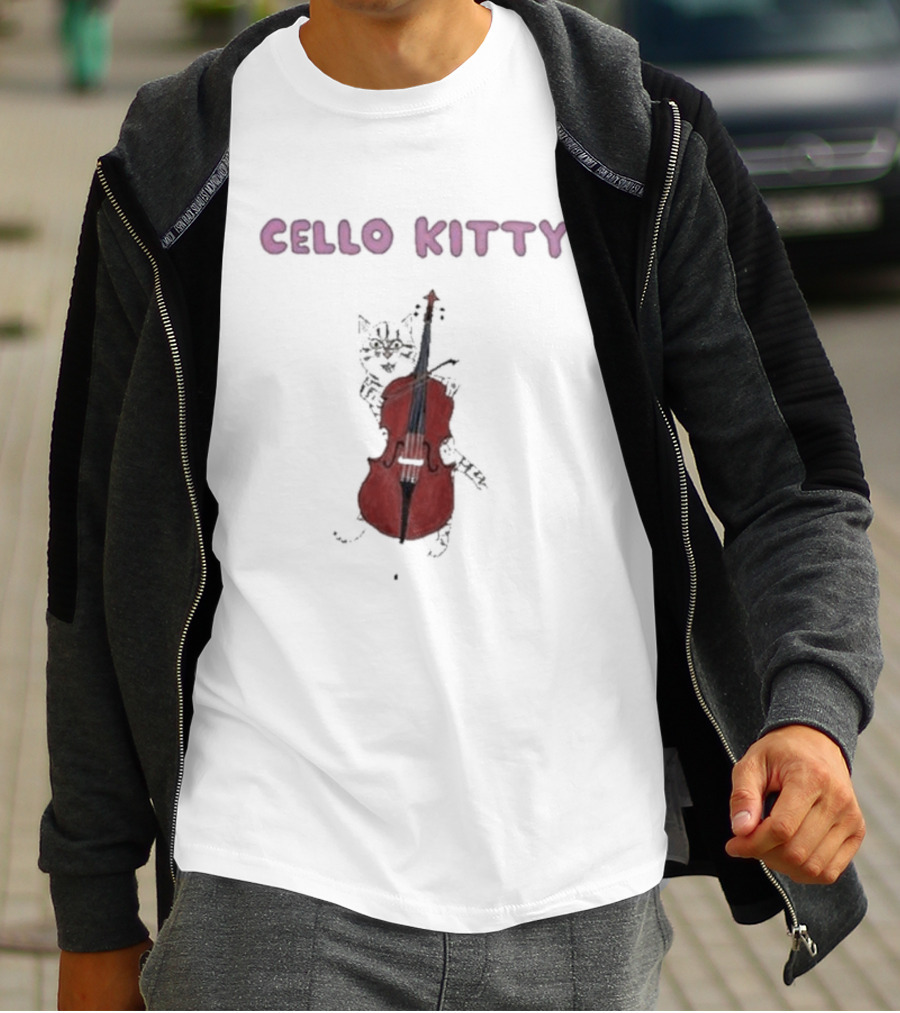 Cello Kitty Cat With Red Cello T-Shirt