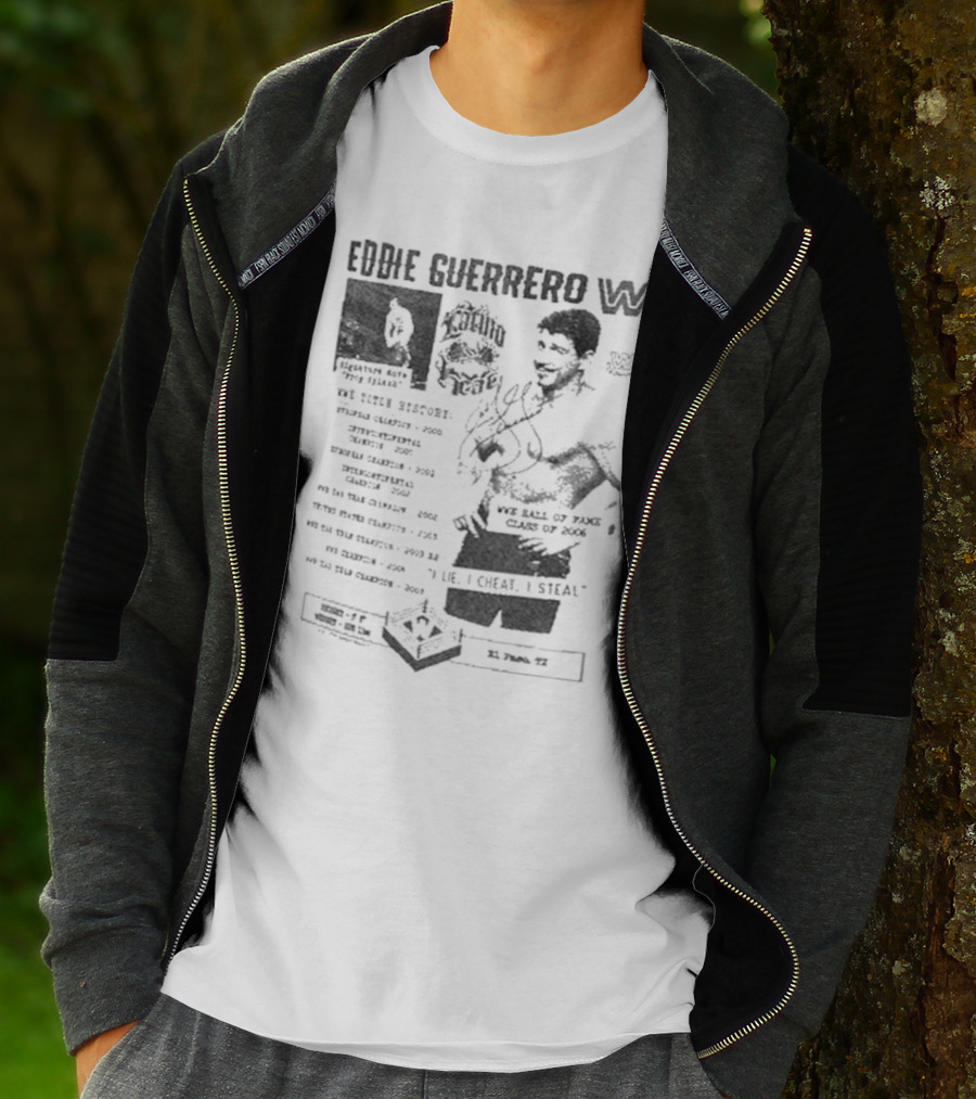 Eddie Guerrero Latino Heat WWE Hall Of Fame Lie Cheat Steal Fanzine Collage Ripple Junction T-Shirt