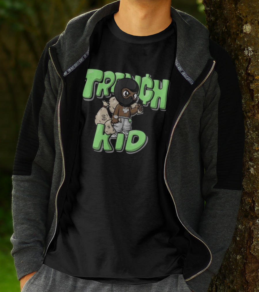 Lil Tjay Trench Kid Black Mask Money Bag T-Shirt