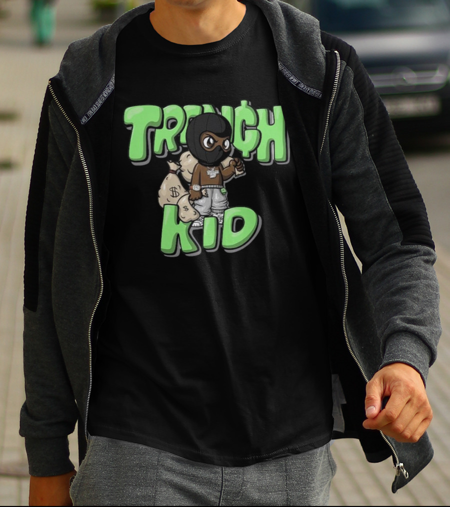 Lil Tjay Trench Kid Black Mask Money Bag T-Shirt