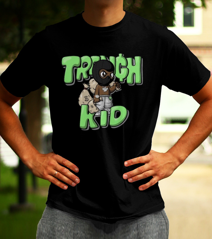 Lil Tjay Trench Kid Black Mask Money Bag T-Shirt