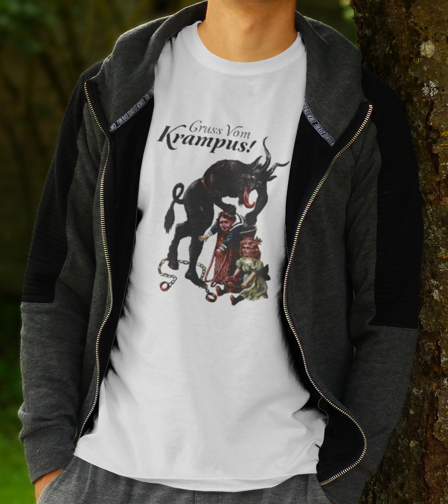 Meowy Krampus Gruss Vom Krampus Christmas Feline Holiday Mischief T-Shirt