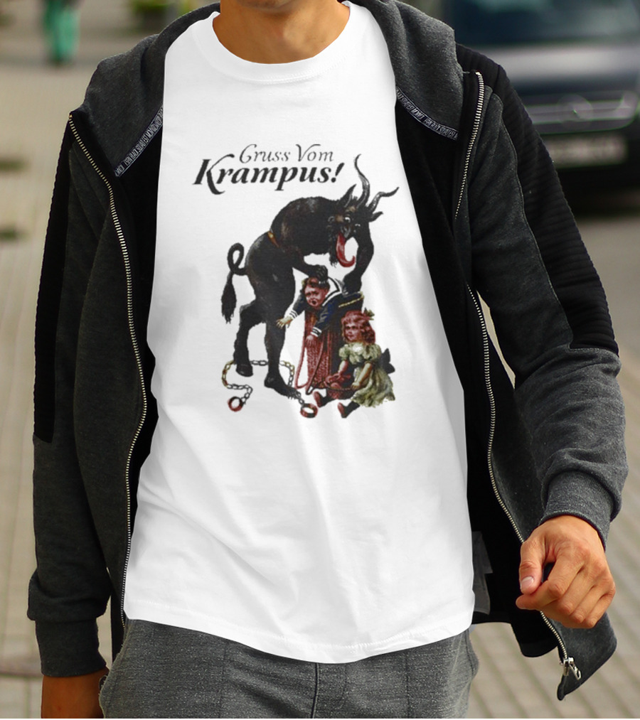 Meowy Krampus Gruss Vom Krampus Christmas Feline Holiday Mischief T-Shirt