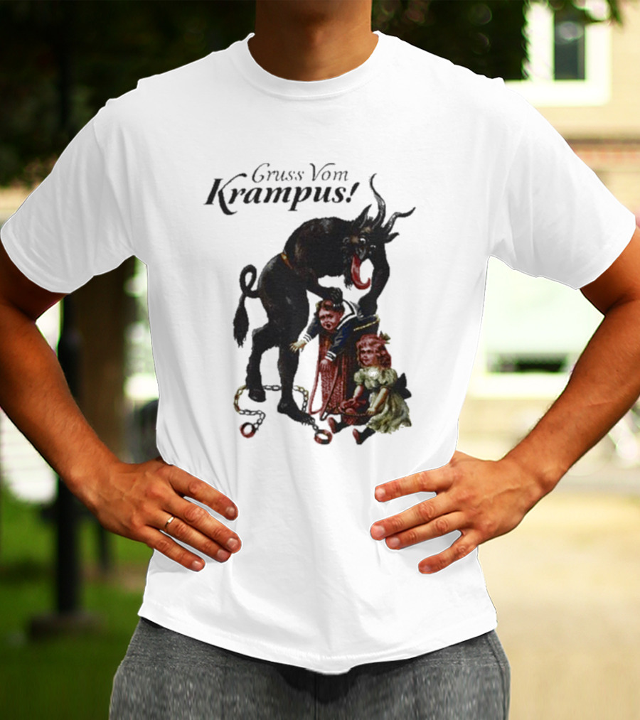 Meowy Krampus Gruss Vom Krampus Christmas Feline Holiday Mischief T-Shirt