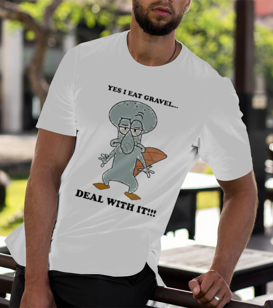 Nescartridges Yes I Eat Gravel Deal With It Angry Cartoon Beaver Character T-Shirt
