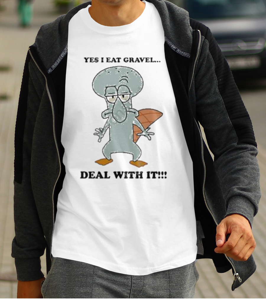 Nescartridges Yes I Eat Gravel Deal With It Angry Cartoon Beaver Character T-Shirt