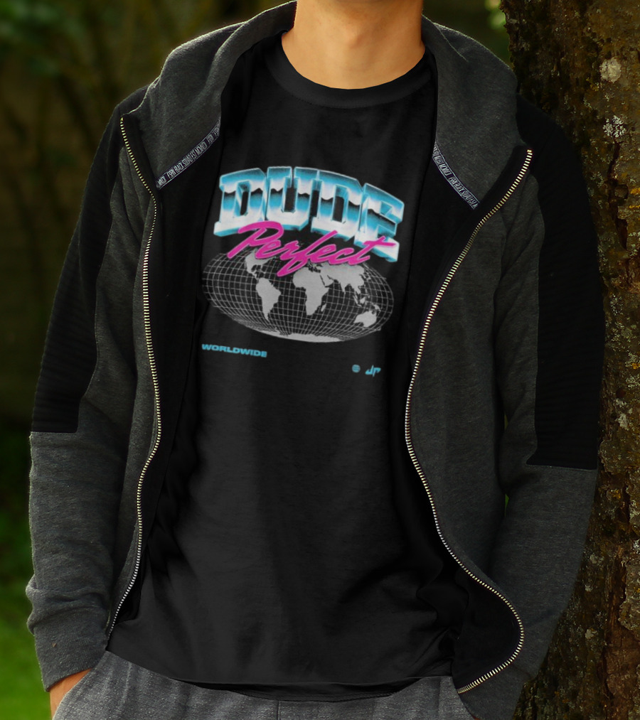 Dude Perfect Worldwide Overglow JP Retro Map T-Shirt