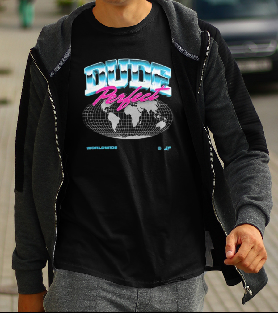 Dude Perfect Worldwide Overglow JP Retro Map T-Shirt