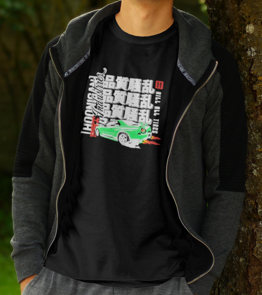 Hoonigan Industries Kill All Tires Green Car T-Shirt