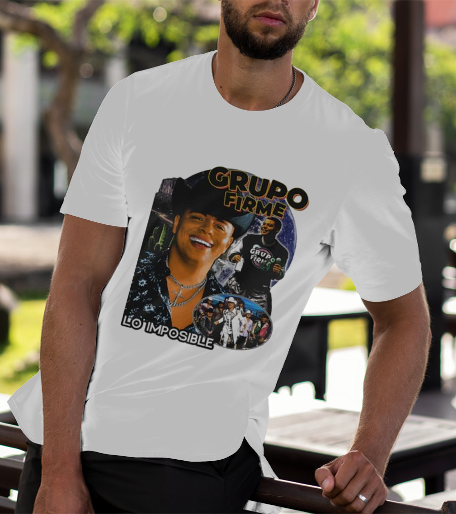 Grupo Firme Lo Imposible Cactus Cowboy Space Collage T-Shirt