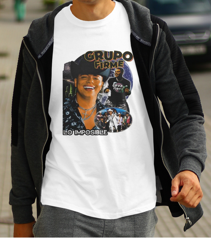 Grupo Firme Lo Imposible Cactus Cowboy Space Collage T-Shirt
