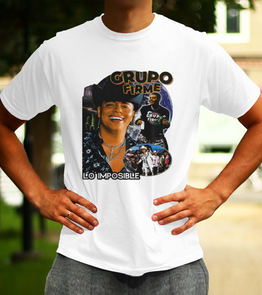 Grupo Firme Lo Imposible Cactus Cowboy Space Collage T-Shirt