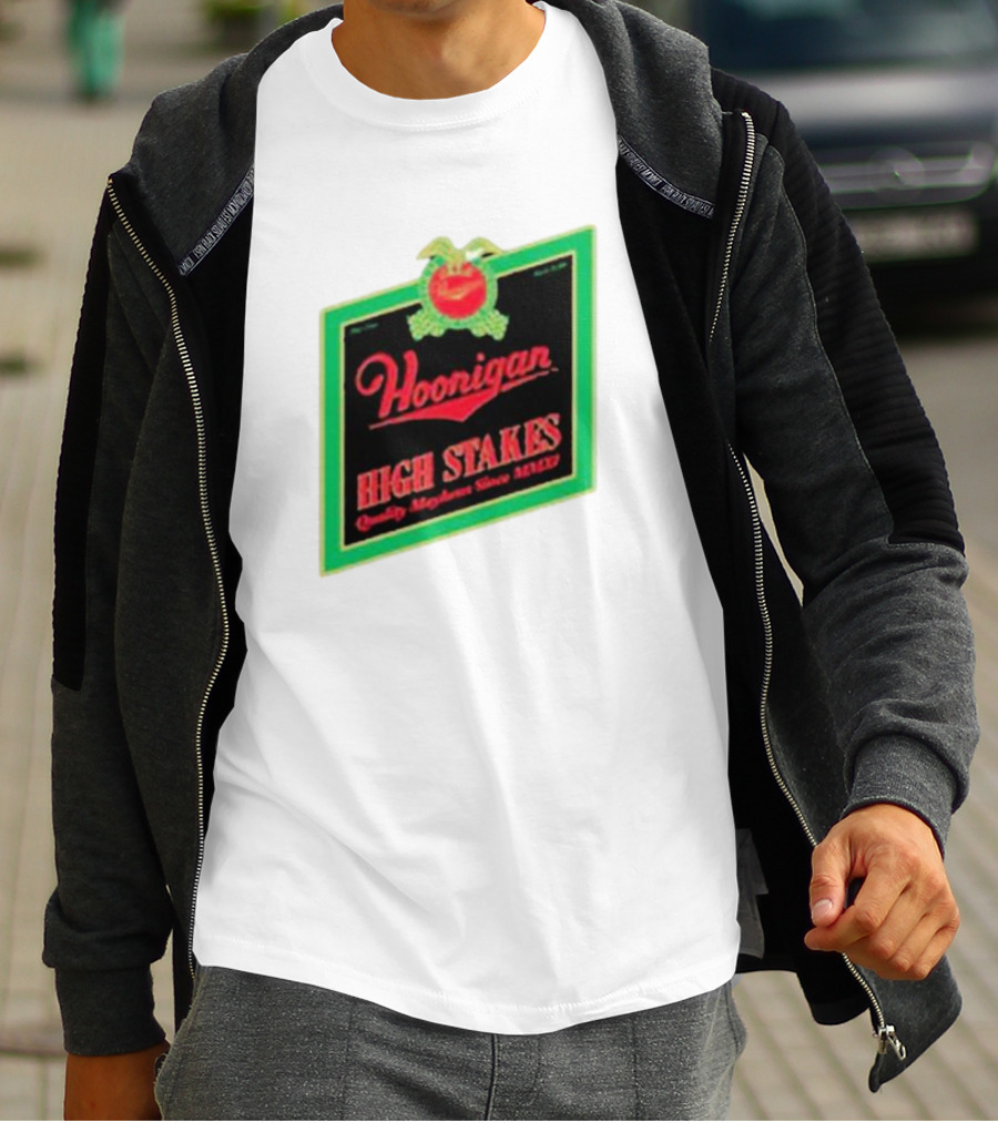 Hoonigan High Stakes Quality Mayhem Since MMXI Retro Apple Crate Label T-Shirt