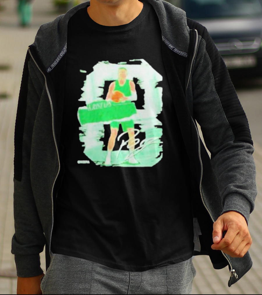 Kristaps Porzingis Boston Green Signature Basketball Player T-Shirt
