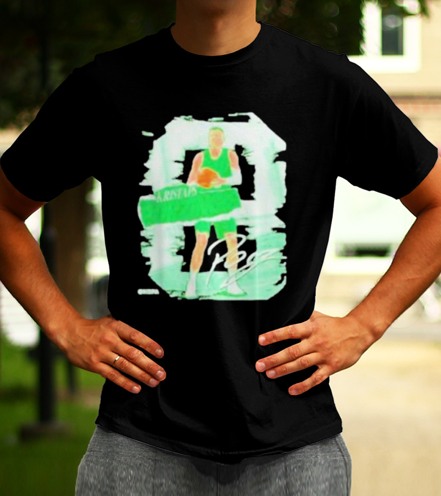 Kristaps Porzingis Boston Green Signature Basketball Player T-Shirt
