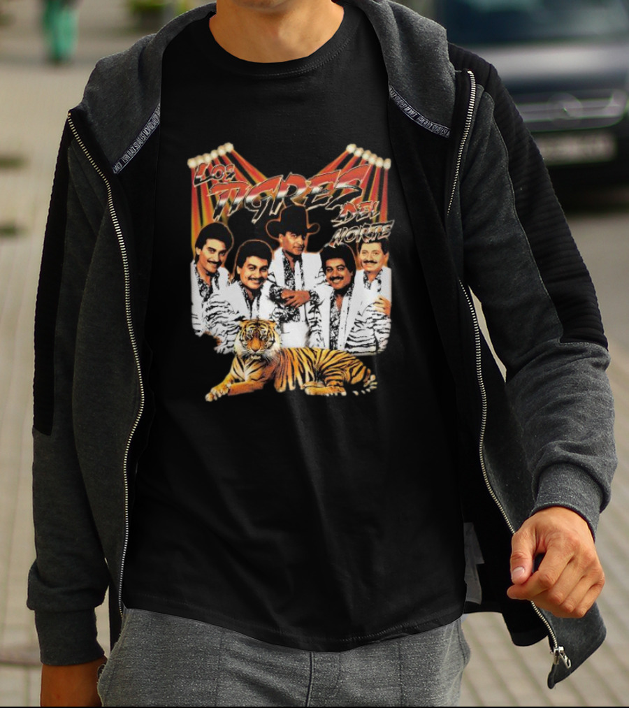 Los Tigres Del Norte Band Members With Tiger Image T-Shirt