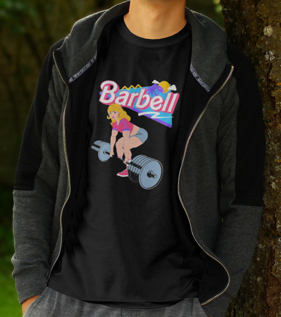 Barbie Lifting Barbell Retro Beach Sunset Fitness Aesthetic T-Shirt