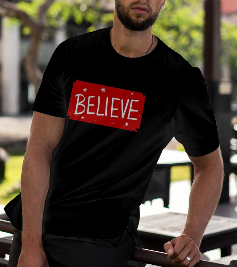 Believe Red Christmas Snowflakes T-Shirt