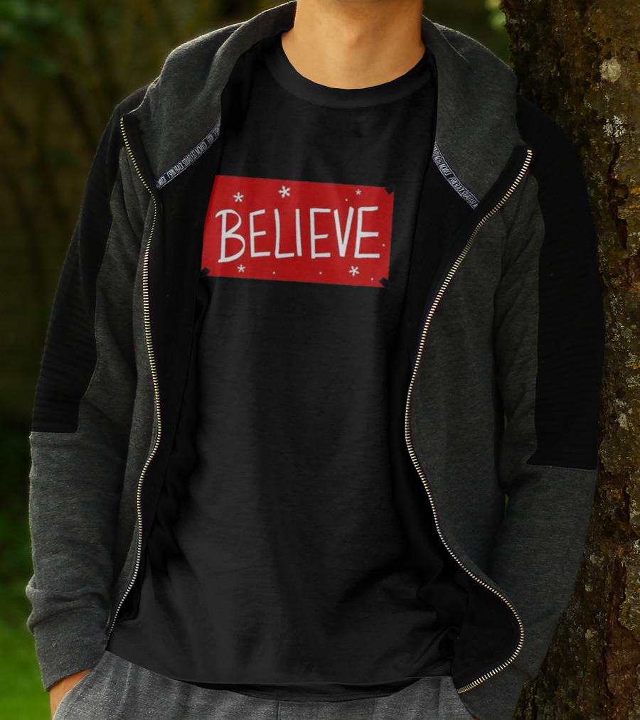 Believe Red Christmas Snowflakes T-Shirt