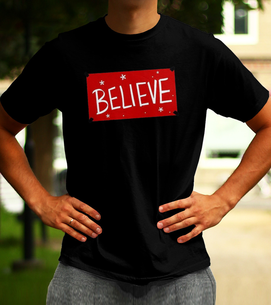 Believe Red Christmas Snowflakes T-Shirt