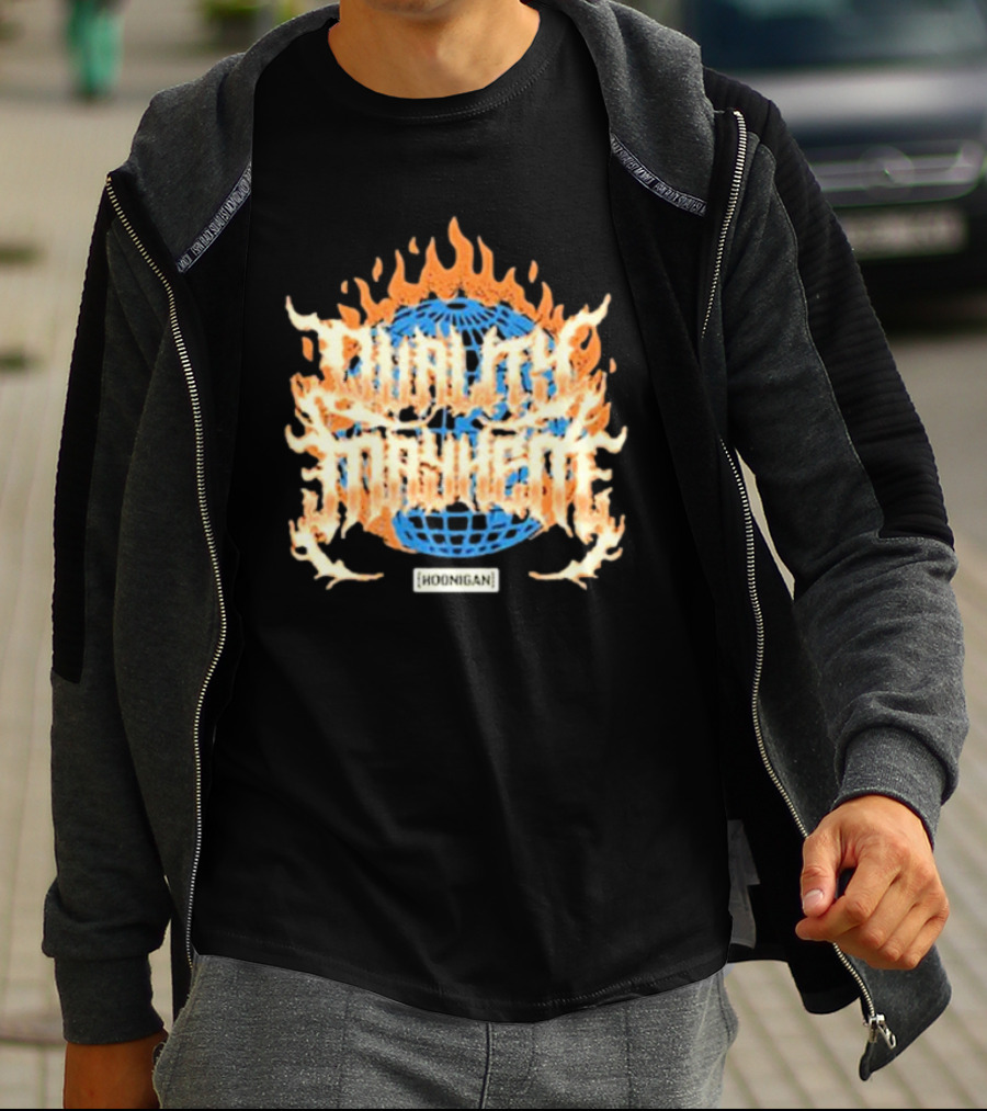 Hoonigan Burnt Mayhem World Globe Flames T-Shirt
