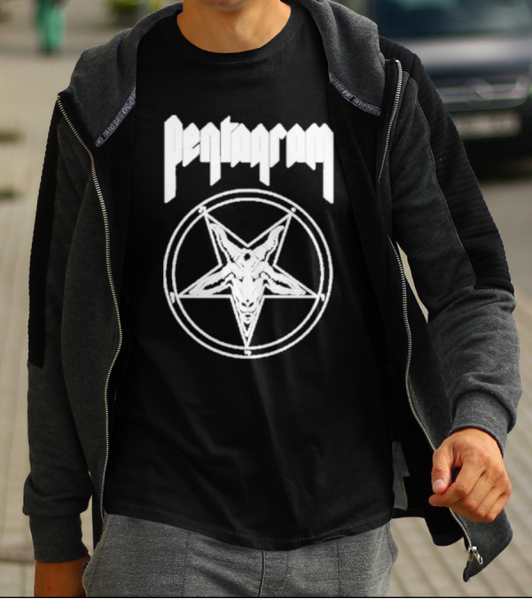 Pentagram Goat Head Circle Night Shift T-Shirt