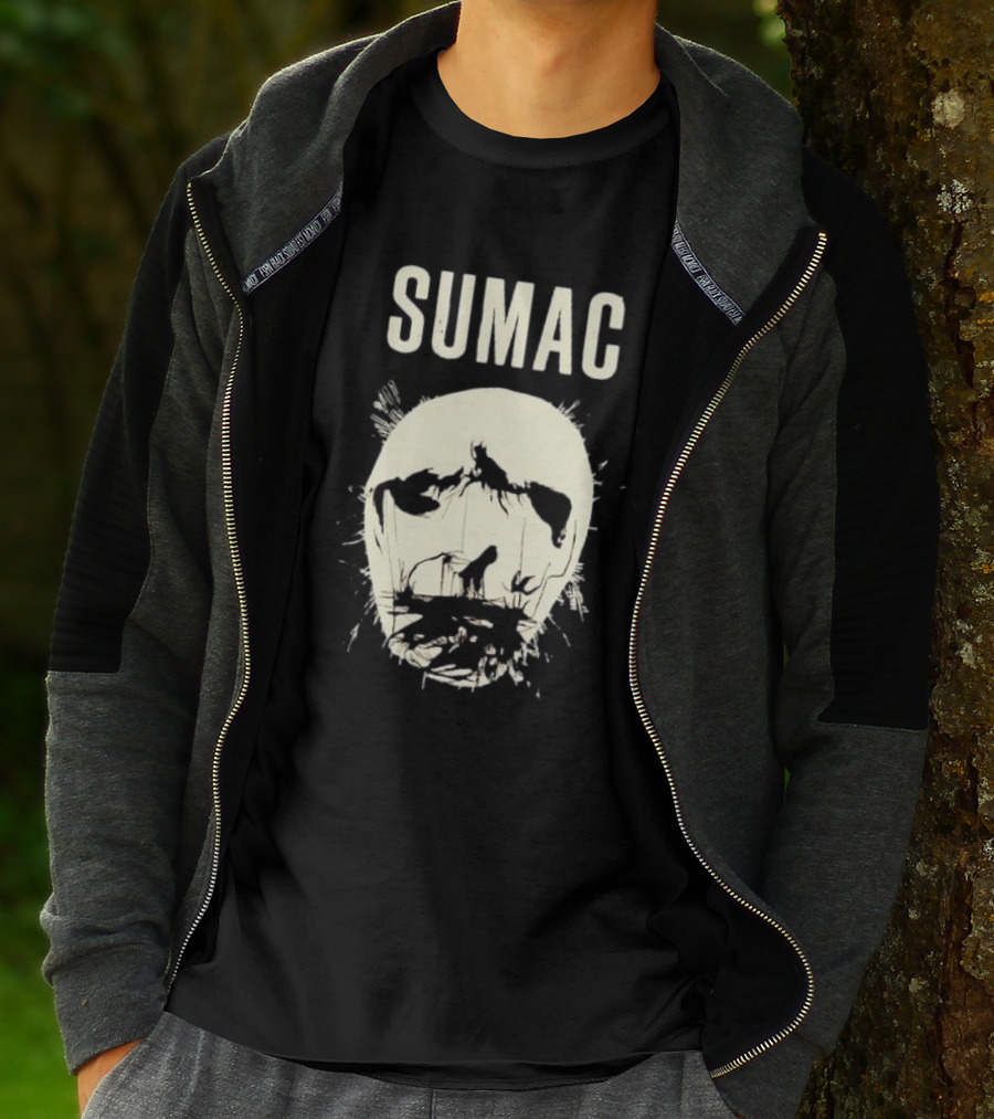 SUMAC Band Monochrome Abstract Face T-Shirt