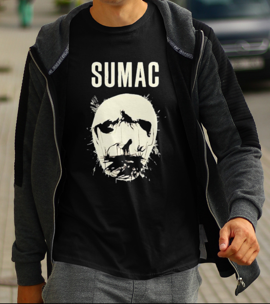 SUMAC Band Monochrome Abstract Face T-Shirt