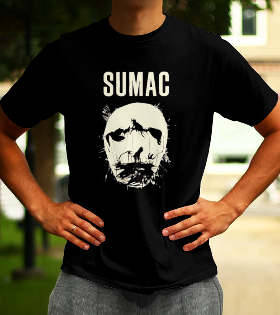 SUMAC Band Monochrome Abstract Face T-Shirt