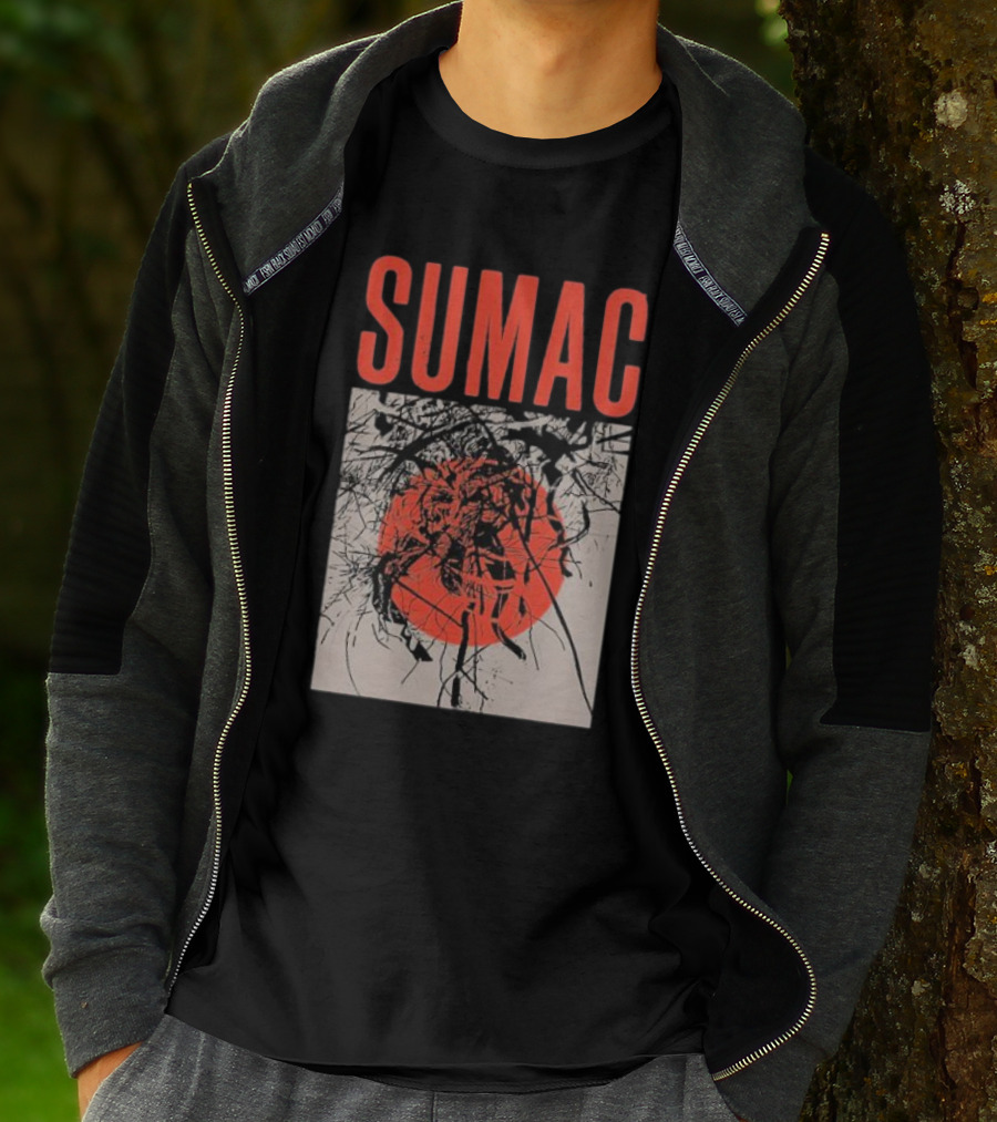 Sumac Shadow Art With Red Circle And Black Lines T-Shirt