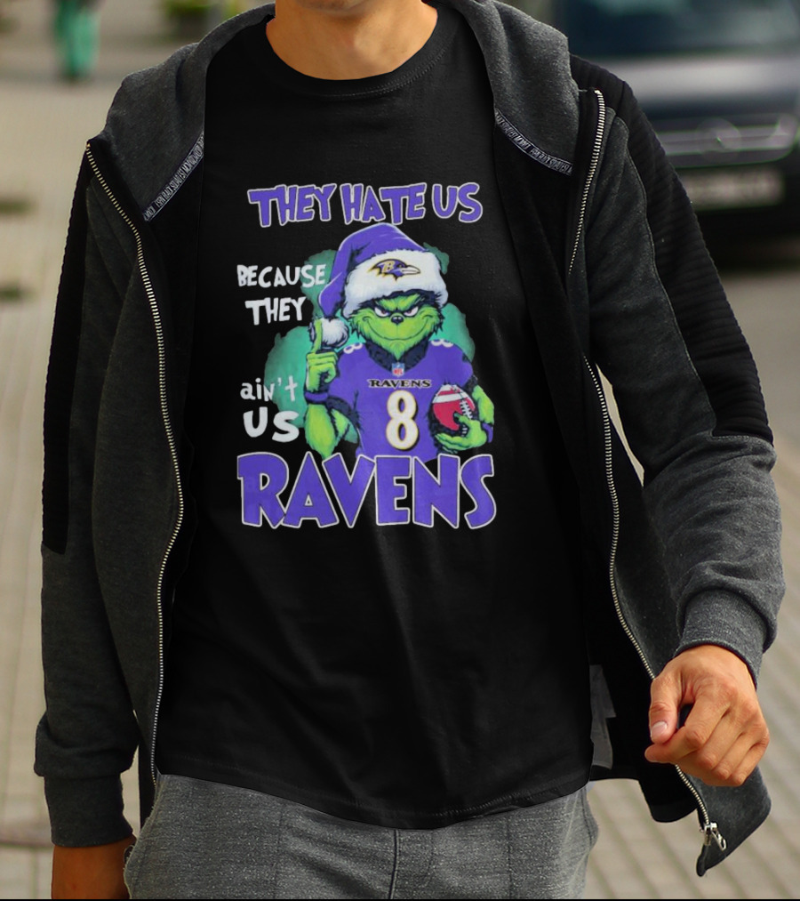 The Grinch Ravens Football Christmas They Hate Us Because They Ain’t Us Baltimore Ravens T-Shirt