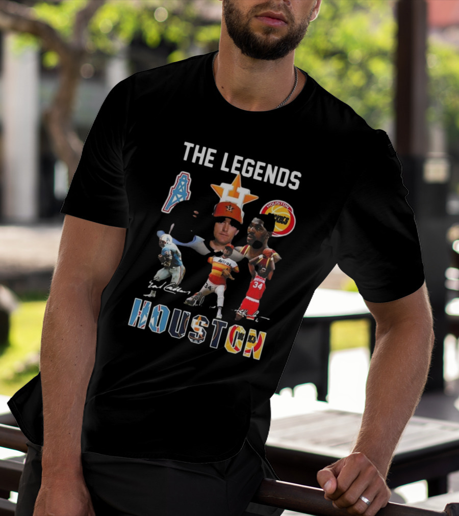 The Legends Of Houston Oilers Astros Rockets 34 Signatures H-Town T-Shirt