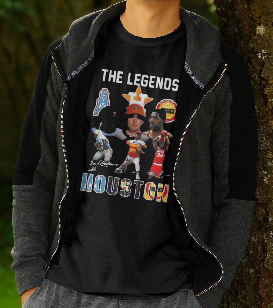 The Legends Of Houston Oilers Astros Rockets 34 Signatures H-Town T-Shirt
