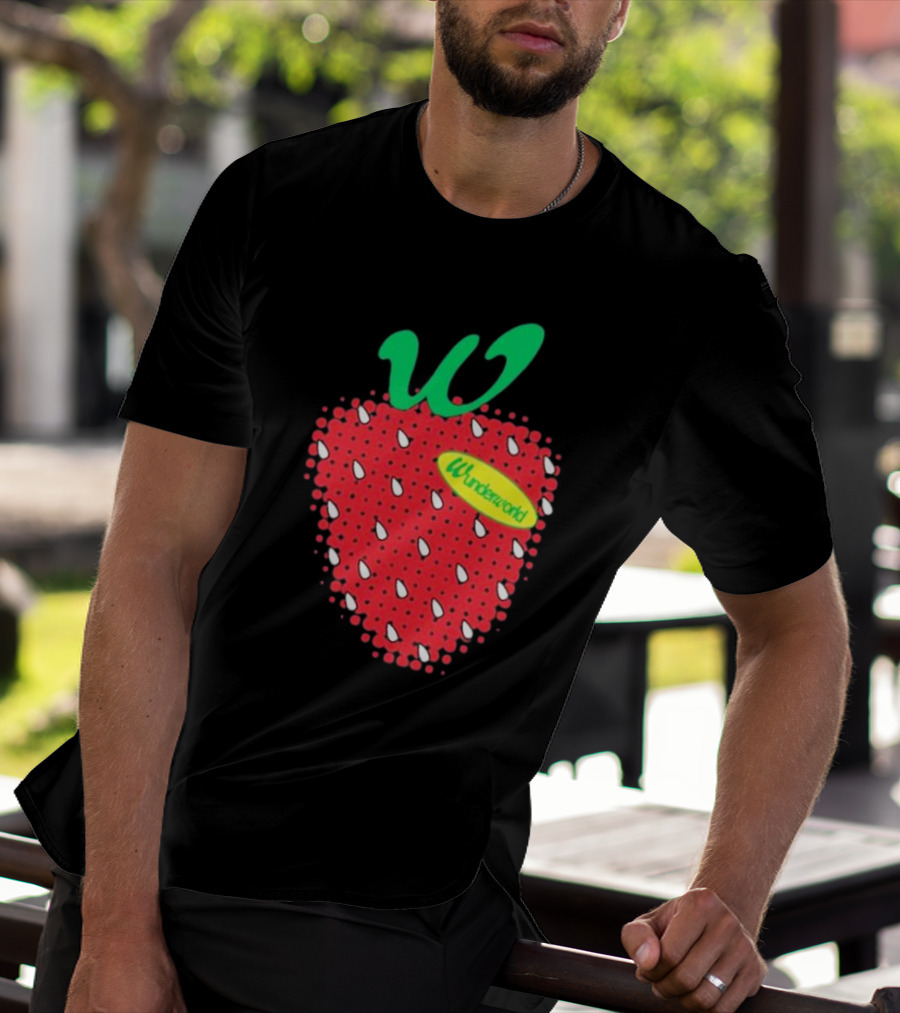 Wunderworld Strawberry Pattern With Green Leaf Initial T-Shirt