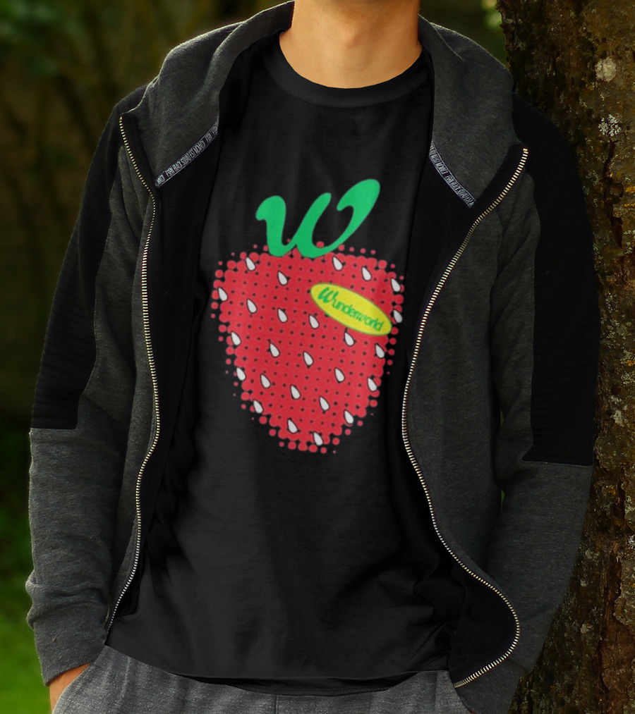 Wunderworld Strawberry Pattern With Green Leaf Initial T-Shirt