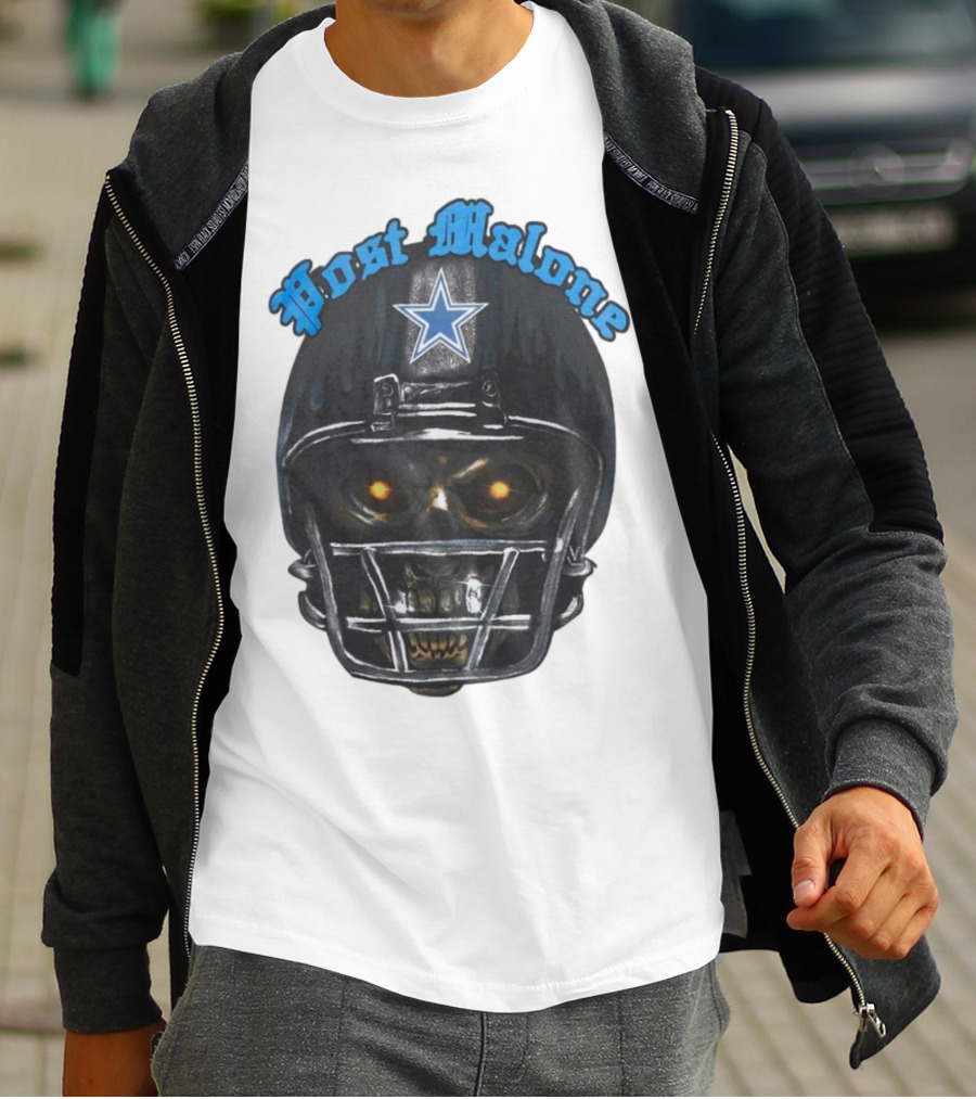 Post Malone Dallas Cowboys Helmet Skeleton With Star T-Shirt
