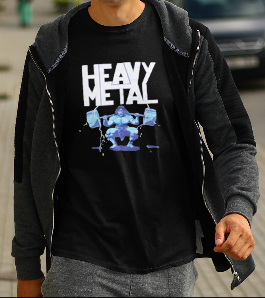 Heavy Metal Oversized Fitness Warrior With Barbells T-Shirt