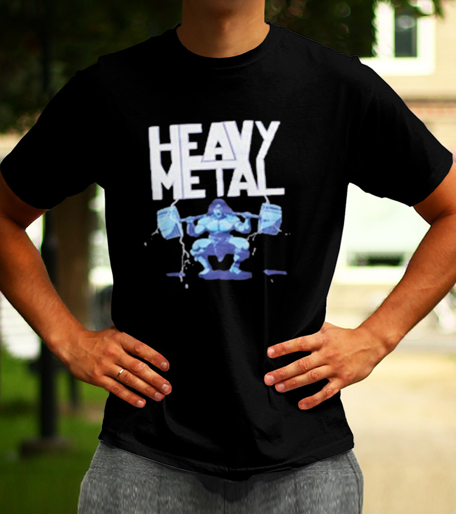 Heavy Metal Oversized Fitness Warrior With Barbells T-Shirt