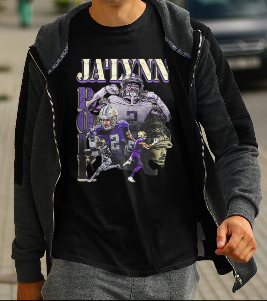 Jaylynn Polk Vintage Football Style Purple And Gold Player Collage T-Shirt