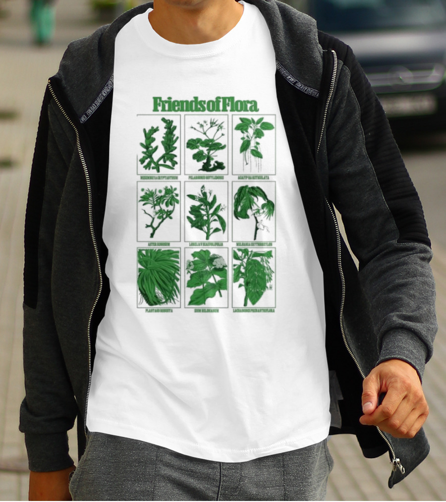 Friends Of Flora Plants Green Botanical Compilation T-Shirt
