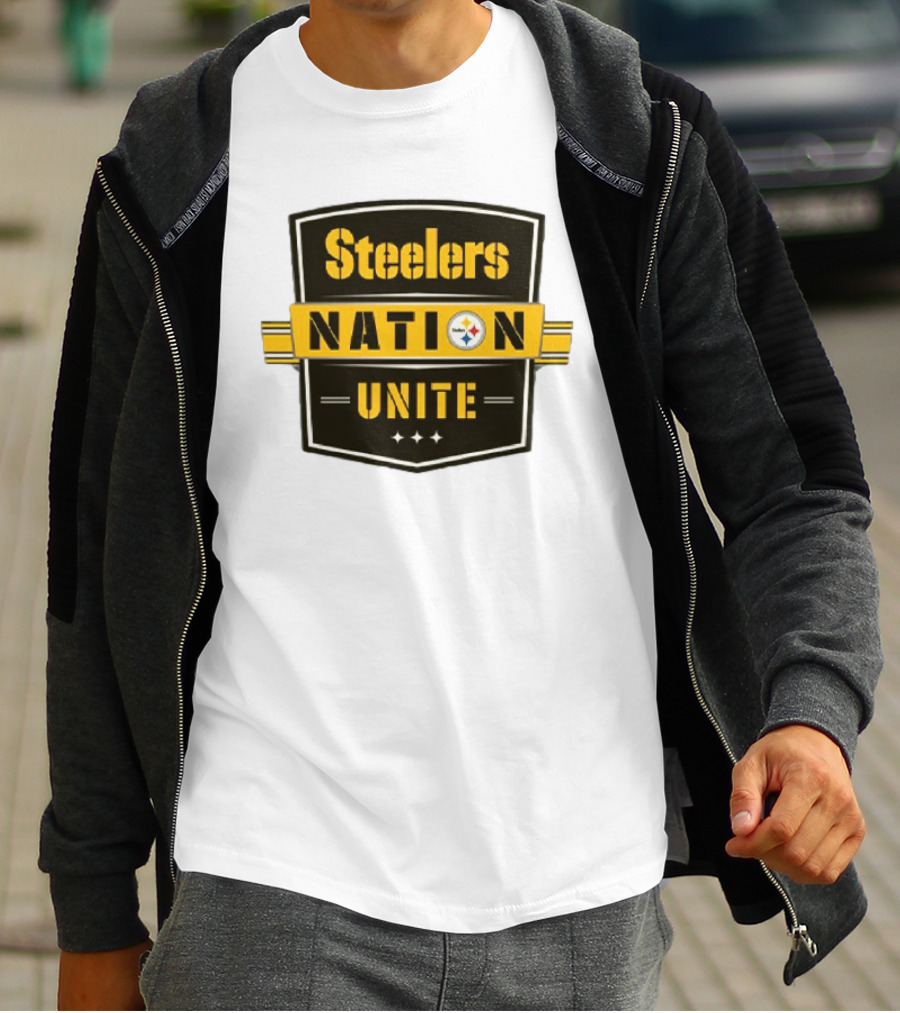 Steelers Nation Unite Emblem With Stars And Iconic Team Colors T-Shirt