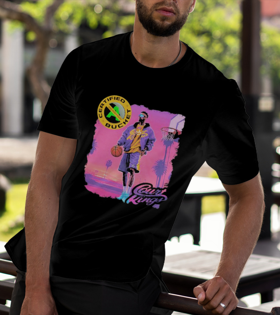 Certified Bucket Court Kings Style Basketball Sunset Scene T-Shirt